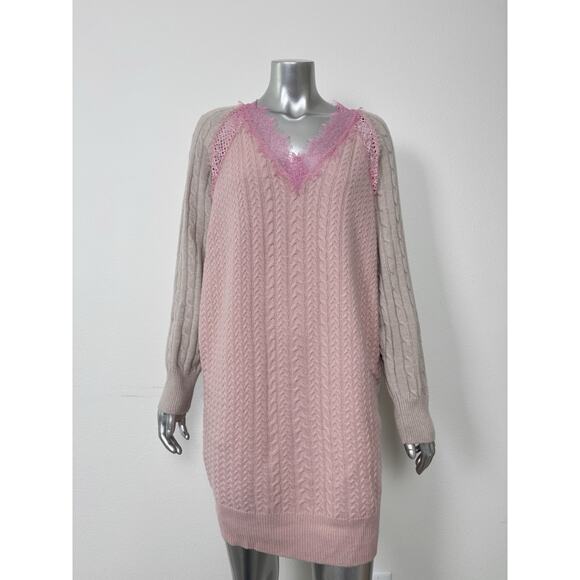 Stella McCartney Sweater Dress Women’s Small Cable Knit Lace Trim Wool - Picture 1 of 15